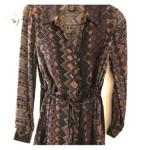 XS Central Park West Printed Shirt Dress